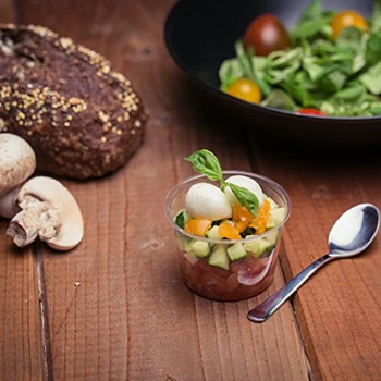 

Mousses Portion Jelly Cup 100PCS 5oz Disposable Plastic Portion Cups Clear Portion Container with Lids for Jelly Yogurt Mousses