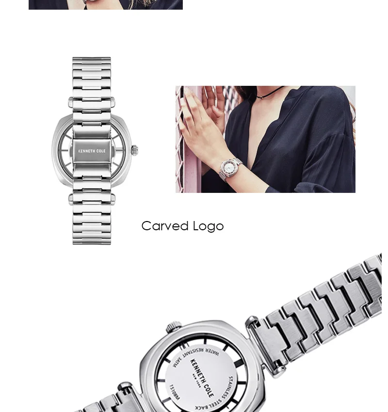 Kenneth Cole, женские часы, кварцевые, прозрачные, простые, из нержавеющей стали, водонепроницаемые, женские, люксовый бренд, часы KC15108001