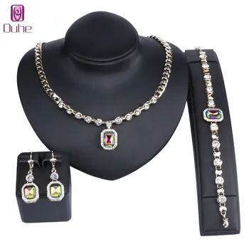 

Fashion High Quality Cubic Zirconia Wedding Necklace And Earrings Luxury Crystal Bridal Jewelry Sets For Bridesmaids