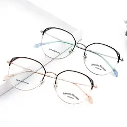Новые металлические очки модные вырез для бровей близорукие очки двойной цвет Мужские и женские оправа для очков в ретростиле