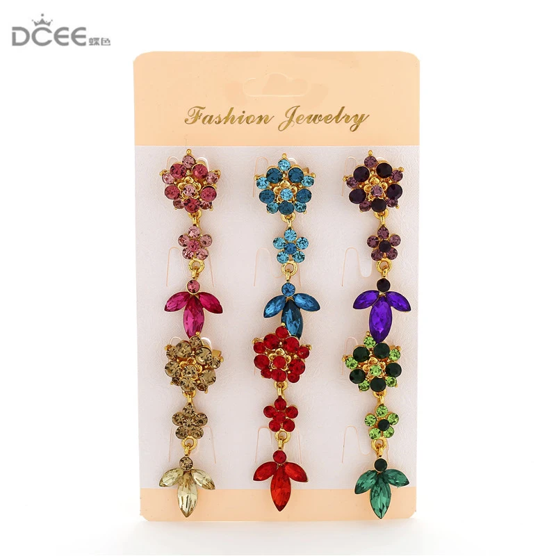 

6pcs/card Brooch pins for women wedding party casual dress small colorful crystal brooches ladies brooches hijab pins
