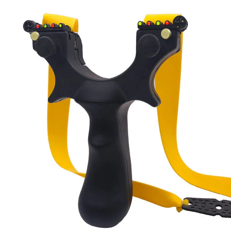 Traditional Slingshot Hunting Catapult with Lamp Aiming Flat Rubber