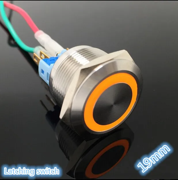 

5 set Angel Eyes Car Auto Metal LED Power Push Button Switch Latching Type On-off 3v 5v 6v 12v 24v 48v 110 220v 19mm Waterproof