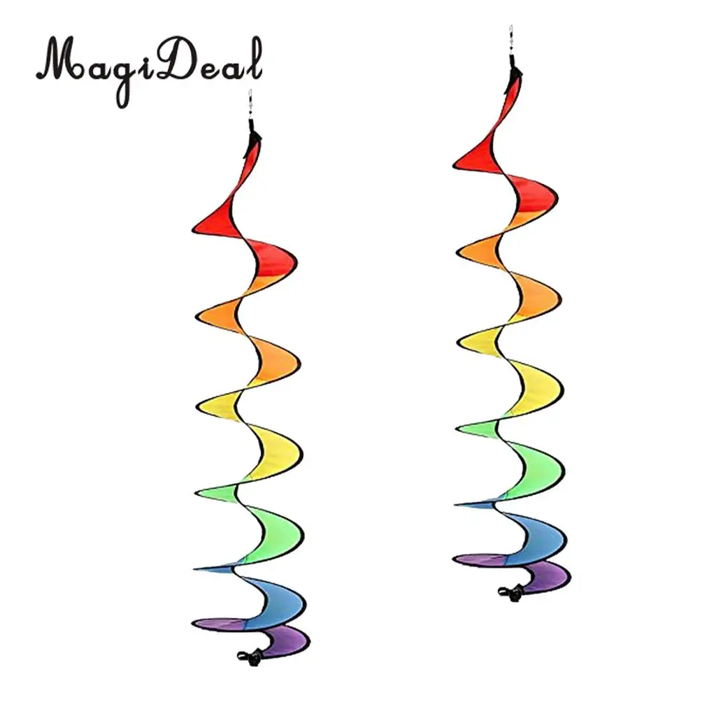 2Pcs 55'' Rainbow Nylon Windmills Wind Windsocks Tent Home Lawn Yard Garden Party Decor Whirligig Outdoor Toy Foldable