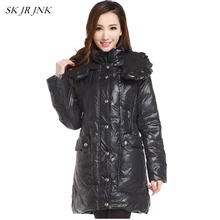 Winter Women White Duck Down Parkas Female Down jacket Ladies Wadded Coat Warm Hooded Cotton Coat Plus Size Zipper Parka WFY163