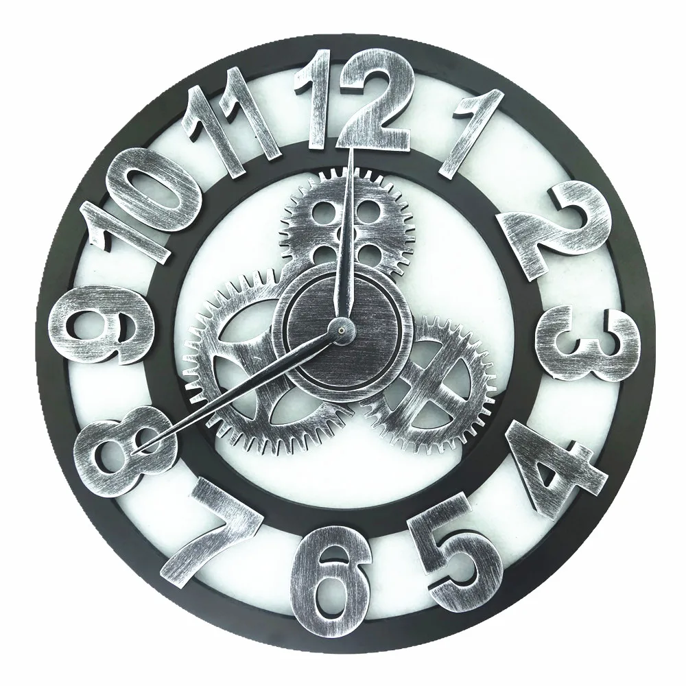 Винтажные настенные часы с большой шестерней 3D Ретро деревенские декоративные