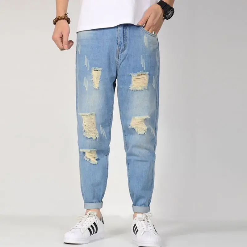 Новейшая модель Для мужчин джинсы хлопковые размера плюс свободные Homme
