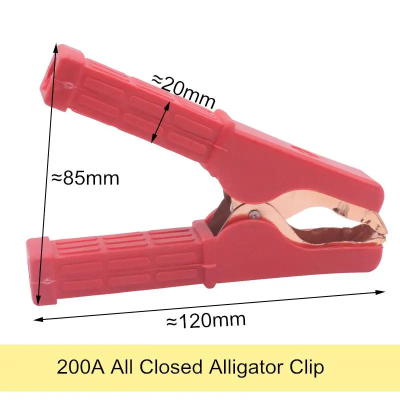 1 шт. зажимы типа «крокодил» 200A 120 мм Длина полностью закрытые зажимы типа «крокодил» красные и черные железные медные разъемы - Цвет: Red 1 pcs