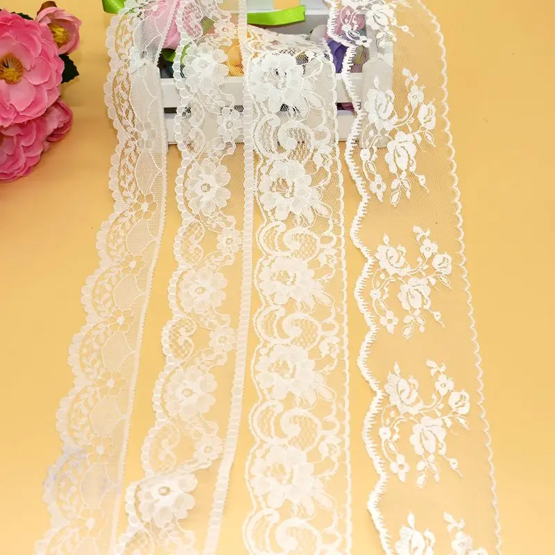 White Embroidery Mesh cotton Lace Trim 5m/lot 5cm Vintage Lace Trim