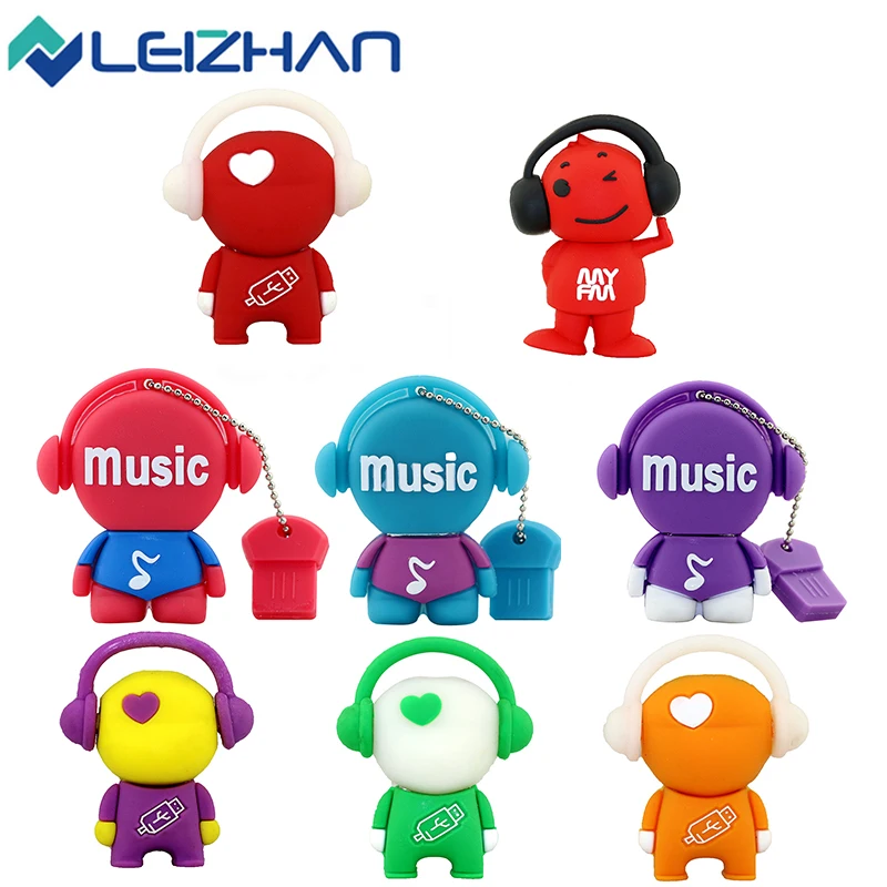 USB флеш-накопитель LEIZHAN с персонажами из мультфильма музыкальный человек 64 ГБ 32 16 8