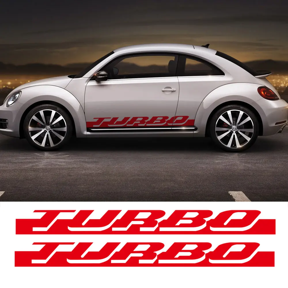 زوج من الجانب تنورة سباق الشريط اللاصق ل volkswagen beetle توربو الرسومات صائق ملصقات 2010-2016 ، 4 الألوان المتاحة