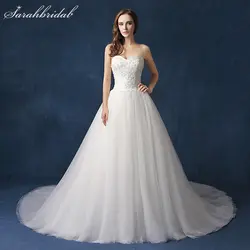 2019 Новые поступления Vestido De Noiva кружевные Длинные Свадебные платья Милая Бисероплетение блестками на шнуровке с открытой спиной Robe De mariée