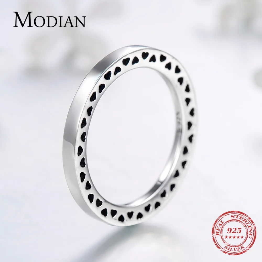 Modian, 3 цвета, настоящее 925 пробы, Серебряное сердце, кольца, простые, штабелируемые, модные, инстаграм, ювелирные изделия для женщин, тонкая пара Gfit