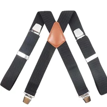 ybmb Shirt suspenders 3.5CM 4 clips X-Shape Adjustable durable braces High quality leather teel buckles fashion novelty
