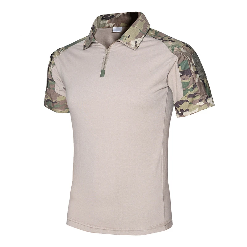 

Assault Camouflage Tactical Shirt Men Short Sleeve US Army Frog Combat Tees Shirt Summer Multicam Military Airsoft Shirts Polo