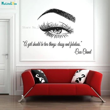 

Barbershop Decoration Eye Poster Eyelashes Lashes Extensions Eyebrows Brows Beauty Salon Quote Make Up Wall Decals StickerYT941