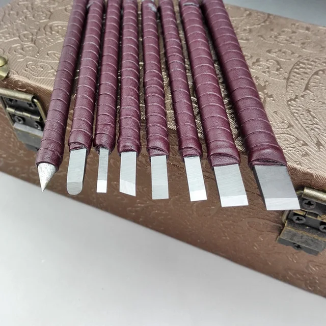 new 8 Pcs tungsten Stone Carving Chisels, stone carving hand tools set
