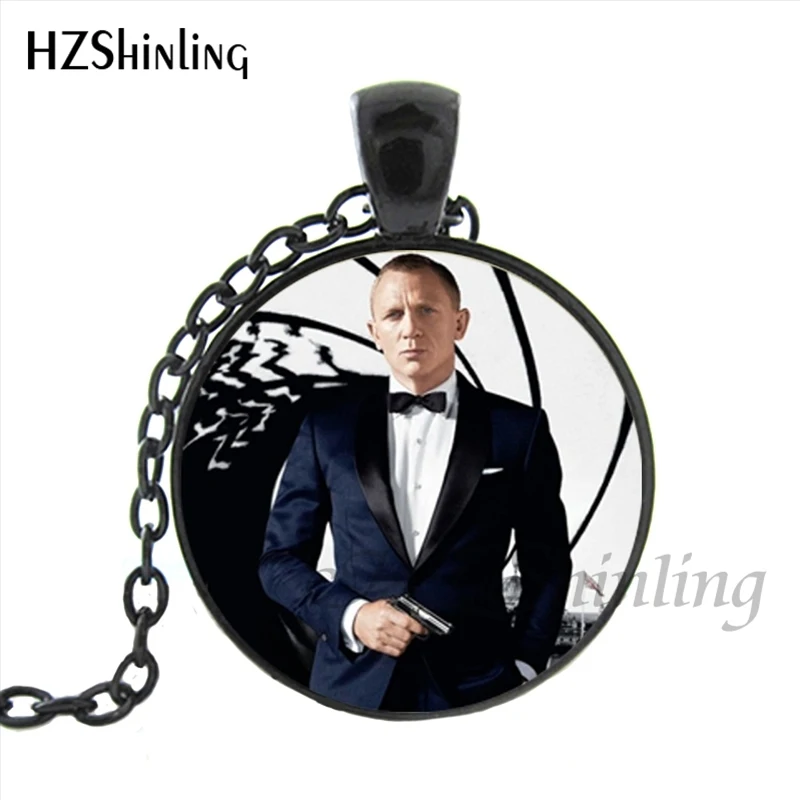 HZ1-MINI-0048 Новое модное ожерелье Джеймса Бонда Круглое стекло кабошон агенты 007 цепочка ожерелье с подвеской в стиле стимпанк ювелирные изделия