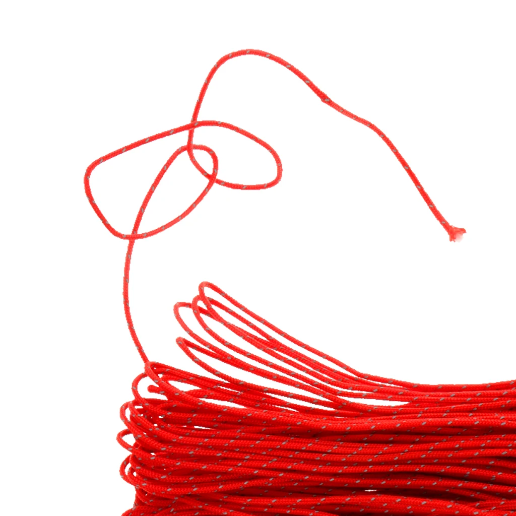 MagiDeal 20M 1.8MM Camping Tent Awning Reflective Guyline Rope Runners Cord - Red Parachute Rope 