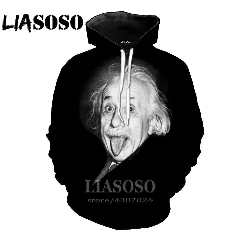 LIASOSO Альберт Эйнштейн 3D Толстовки с принтом хип-хоп весна забавные Уличная толстовки Для мужчин/Для женщин модная Толстовка пара D070
