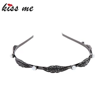 KISS ME, изысканный акриловый жемчуг, темный цвет, кристалл, лист, повязки для волос для женщин, вечерние, подарки,, новейшие модные украшения, аксессуары