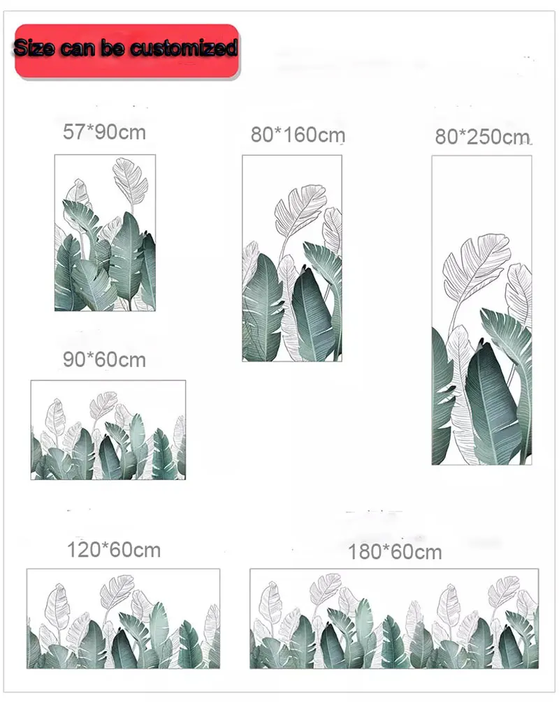 Европейские скандинавские листья, Индивидуальный размер, оконная стеклянная пленка, наклейка без клея, наклейка для конфиденциальности, для ванной комнаты, раздвижная офисная дверь, украшение для дома - Цвет: Custom size