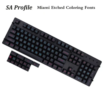 

MP SA Profile pbt Keycap 120 Keys Miami Etched Coloring Fonts Keycaps PBT Radium Valture Keycap for Mechanical Keyboard