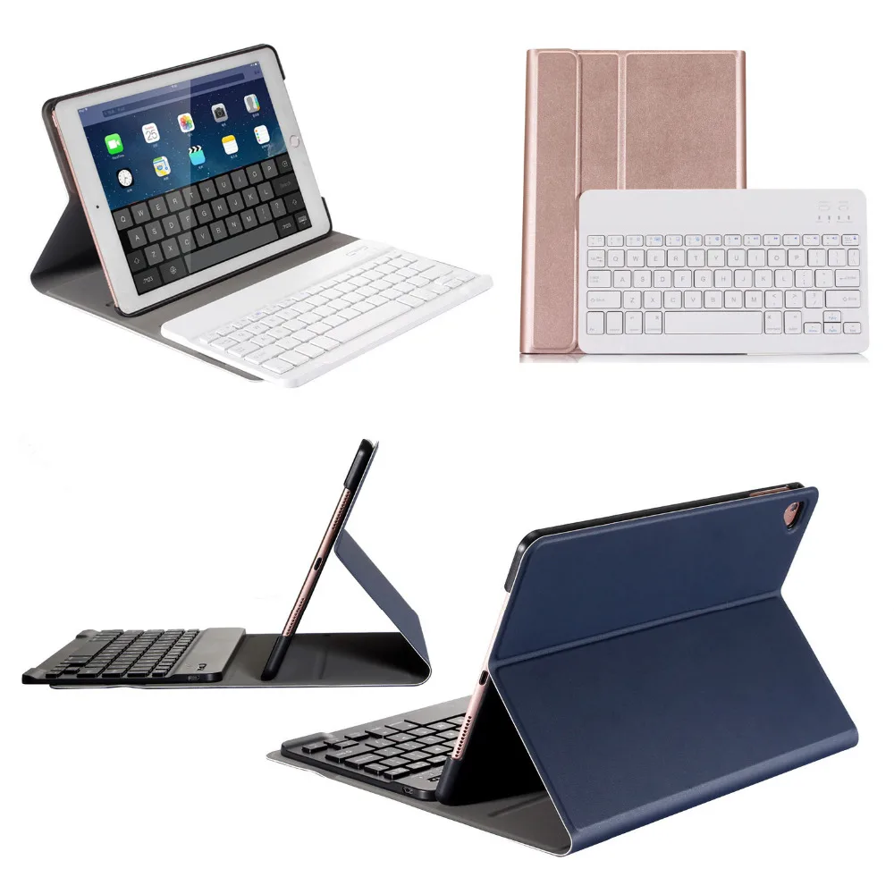 Russian/Spanish/Hebrew Wireless Bluetooth Keyboard Stand PU Leather Cover Funda Case For Apple iPad 9.7 2017/Air/Air2/Pro 9.7