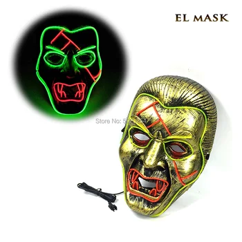 

Newstyle Halloween Terrified Glowing Mask Neon Light Up Flashing EL Mask For Dark Hallways Festival Party Decoration