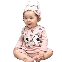 Детский хлопковый комбинезон с длинными рукавами и принтом звезды для малышей, комбинезон для детей от 3 до 24 месяцев, комплект одежды для малышей, серый/розовый