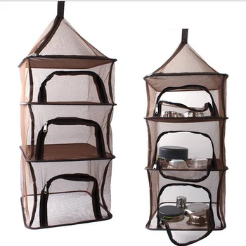 

New outdoor folding drying net multi-function four-layer storage basket tableware fruit and vegetables hanging cage drying fish