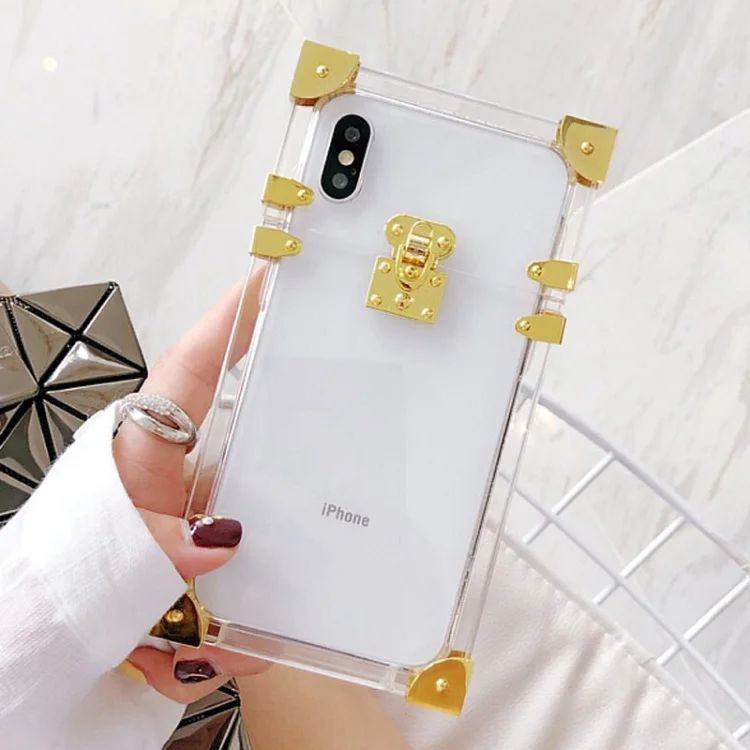 

CKHB Transparent Metal Acrylic Cases For iPhone X Fashion Vintage Cover Case for iphone 7 8 6s 6 Plus Funda Phone Cases