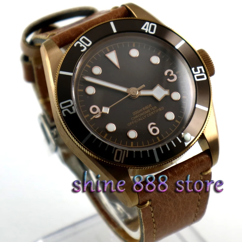 

41mm Corgeut bronze PVD case miyota Automatic Men's Watch Sapphire Glass Sterile Dial Bracelet Clasp watch