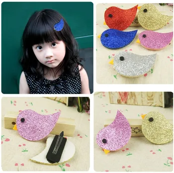 

50pcs/lot Lovely Glitter Mini Bird Hair Clips Shining Bird Kids Hair Clips For Children