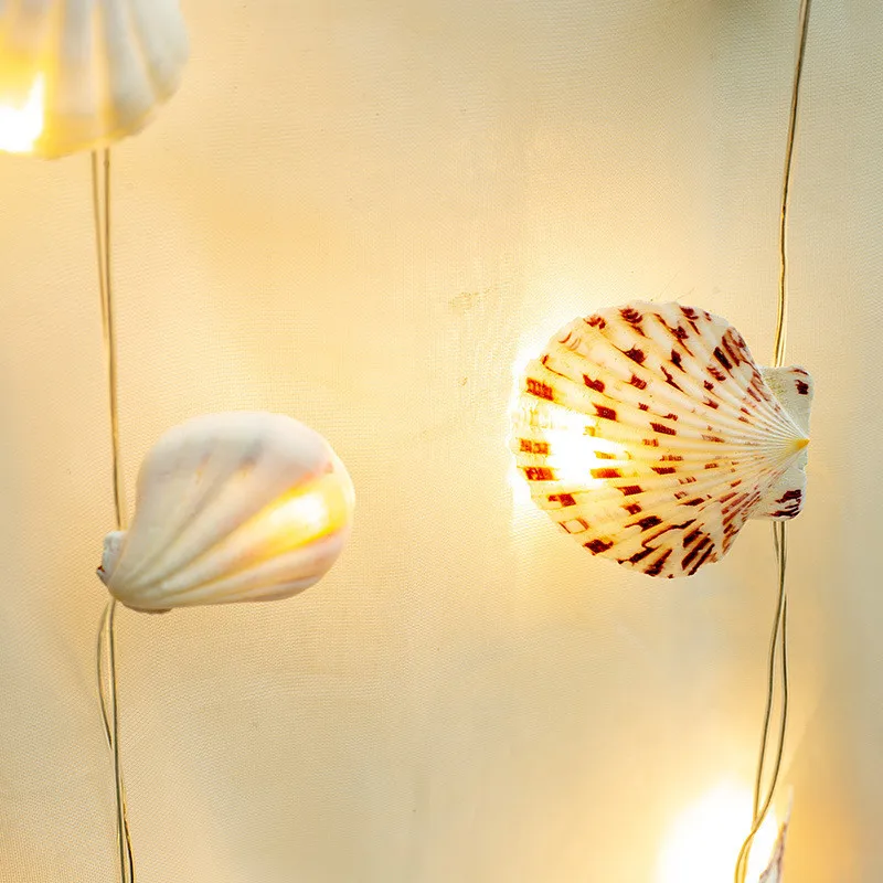 Marine style natural shell conch decoration DIY handmade lighting lamp shell string string marine biological specimen home decor