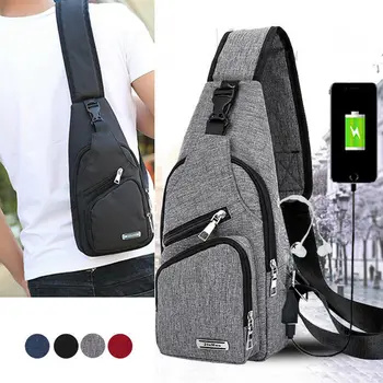 

Men's Shoulder Bag Sling Chest Pack USB Charging Sports Crossbody Handbag