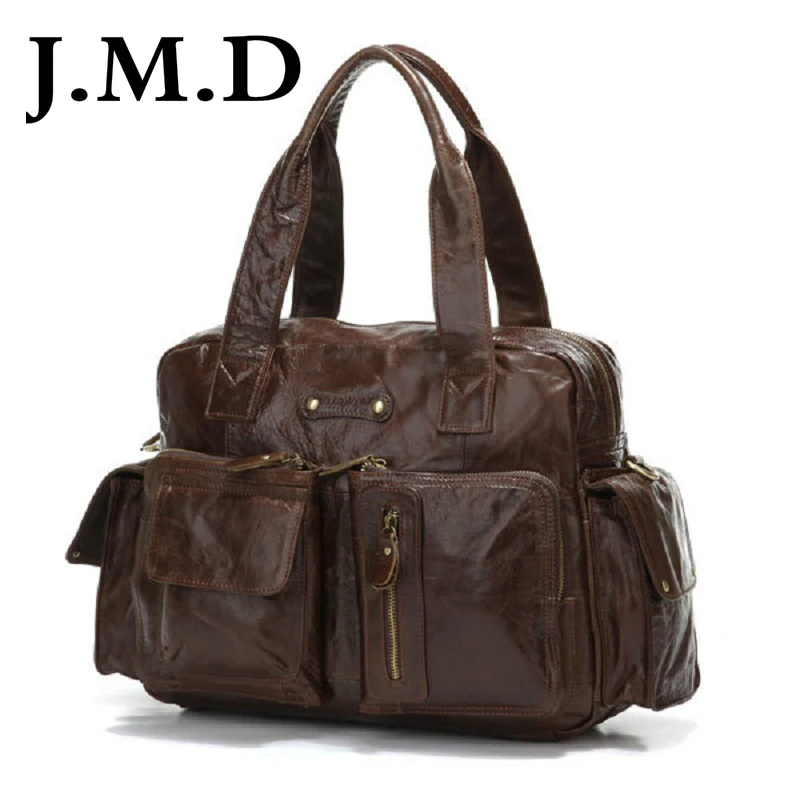 

J.M.D 2017 Fashion New 100% Genuine Leather Vintage Men Travel Handbags Duffel Bags Shoulder Messenger Bag 7112
