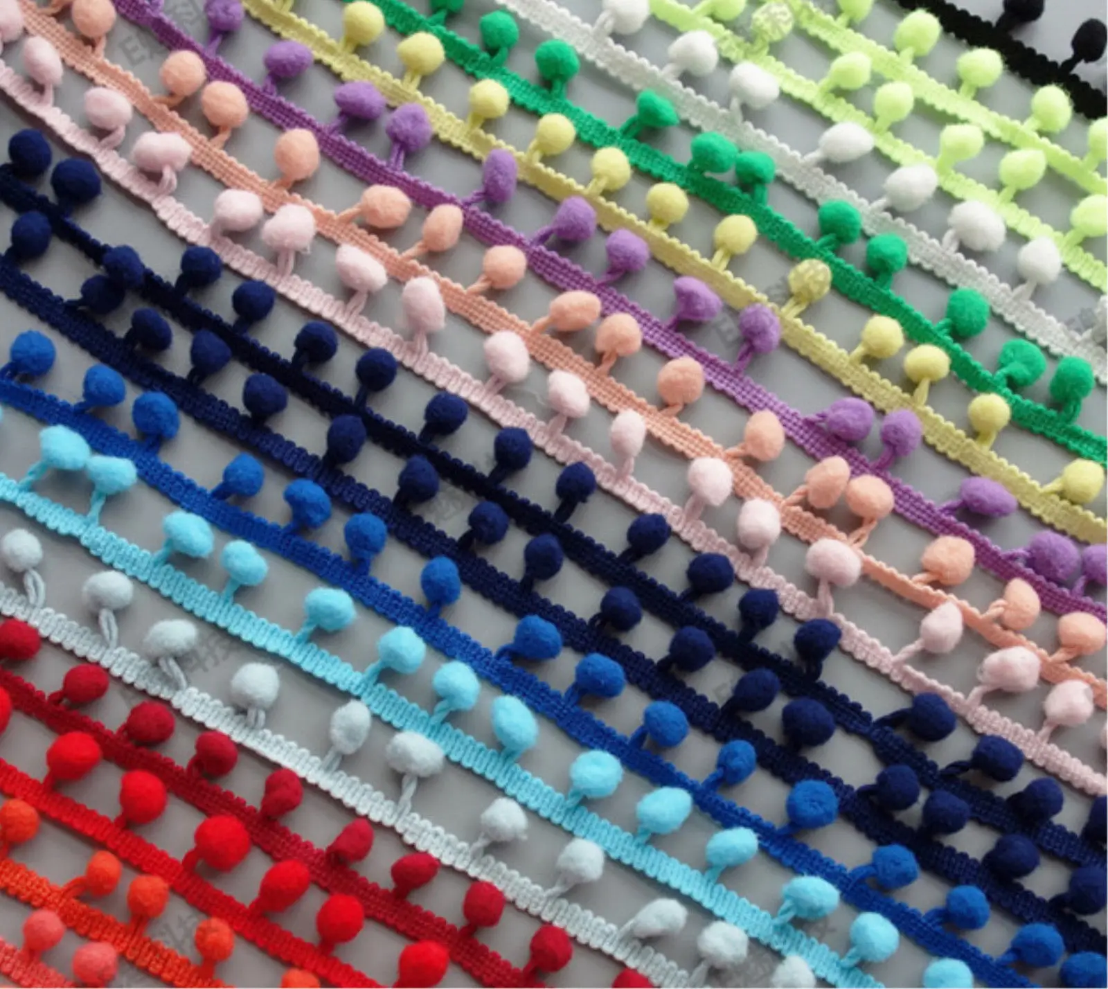

40 yards Pompom Trim Pom Pom Tassel Ball Fringe Ribbon DIY Apparel mini Ball Fringe Braid lace trimming for crafting sewing hats