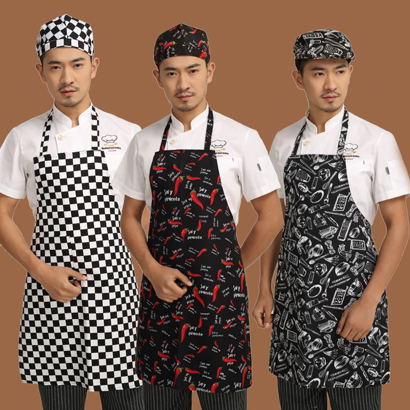 Fashion Kitchen Cooking Chef Apron Cotton Home Restaurant Work Apron For Adult Woman And Man