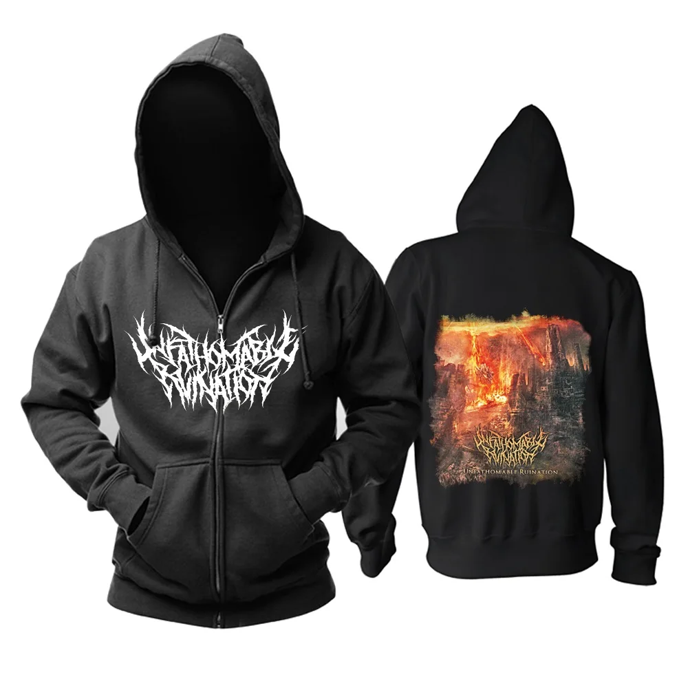 

12 designs Unfathomable Ruination illustration Rock hoodies shell jacket fleece heavy black metal Zipper pollover Sweatshirt