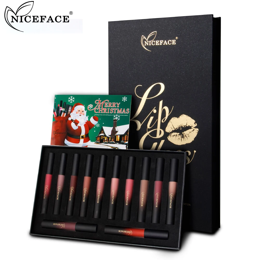 

NICEFACE 12pcs Liquid Matte Lipstick Long-Lasting Red Lip Color Lipgloss Moisturizer Velvet Matte Lip Gloss Tint Makeup Gift M08