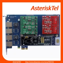 AEX410 с 2 FXO+ 2 FXS карта Asterisk с эхоподавителем оборудования, digium карта PCIe карта Asterisk, Issabel, FreePBX, TDM410E