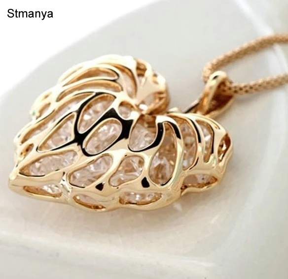 

Heart Necklace - Fashion woman full heart-shaped crystal rhinestone pendants necklace sweater long Necklace N1054