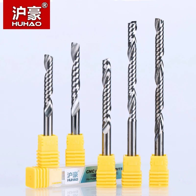 

HUHAO 5PCS/lot Shank 6mm Carbide Milling Cutter One Flute Spiral Cutter Router Bit CNC End Mill For MDF Tugsten Steel for Wood