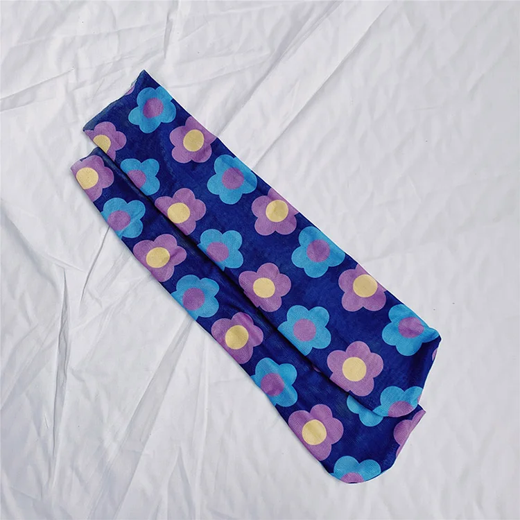 FENNASI/2 пары женских черных носков с цветочным принтом прозрачные свободные трендовые женские носки Длинные kawaii Happy летние модные газовые носки