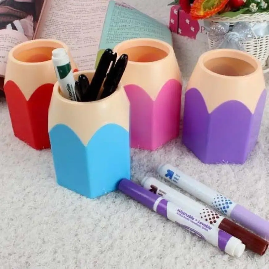 

pencil vase brush pot pen container tubular penrack Housekeeping Home Organizer #815