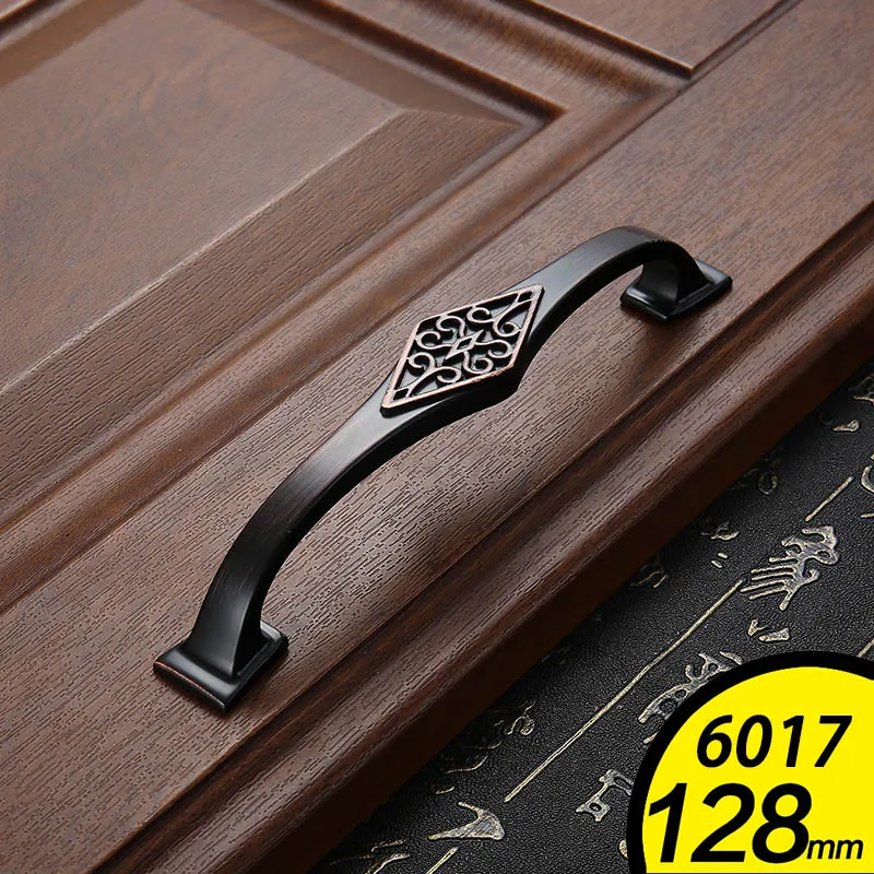 Chinese Classical Cabinet Medicine Cabinet Door Handle Antique Copper Cabinet Drawer Wardrobe Wine Cabinet Pulls - Цвет: 6017-128mm-Black Red