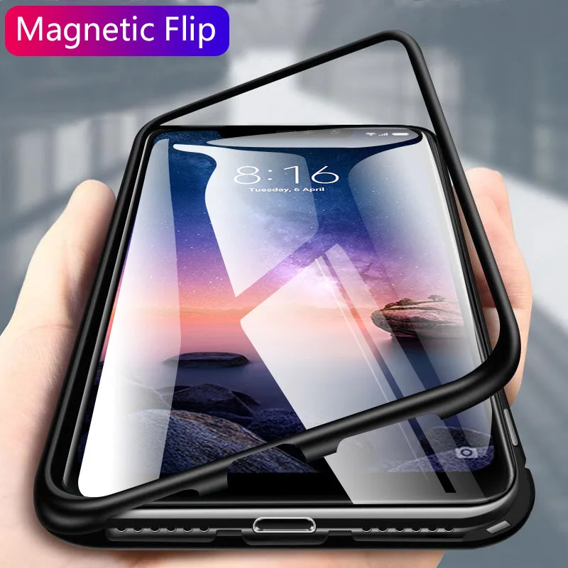 

Metal Flip Cover For Samsung Galaxy Note 10 A50 A7 2018 S10 Plus S8 S9 Note 8 9 S10 S10e Phone Case Magnet Adsorption Back Cover