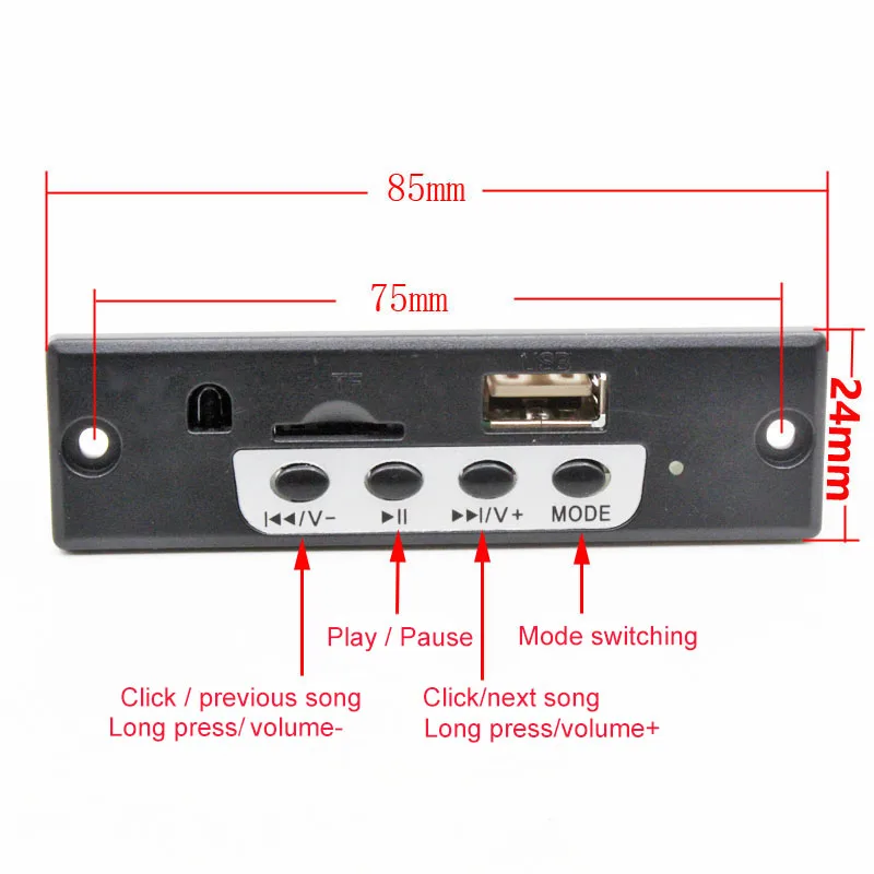 1 комплект MP3 WAV аудио декодер плеер Bluetooth усилитель мощности модуль 3 Вт плата PCB USB