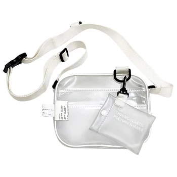 

Casual Pvc Transparent Clear Women Crossbody Bags Shoulder Bag Handbag Jelly Small Phone Bags With Card Holder Wide Straps Fla